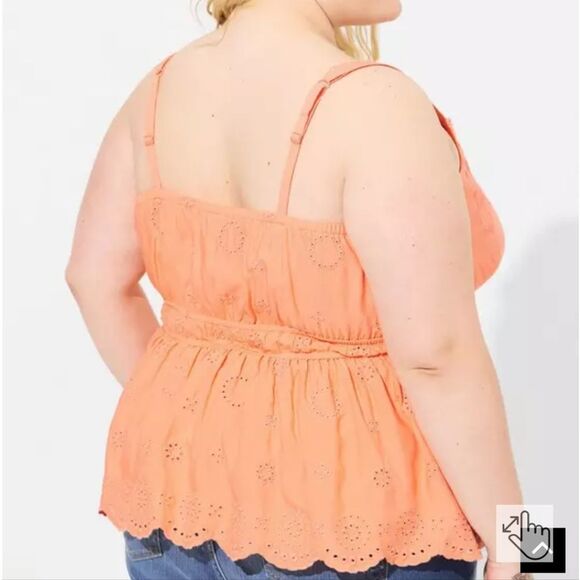 Torrid -1619 NWT Eyelet Tie Front Sleeveless Tank in Papaya Punch Women's 1X - Picture 4 of 6
